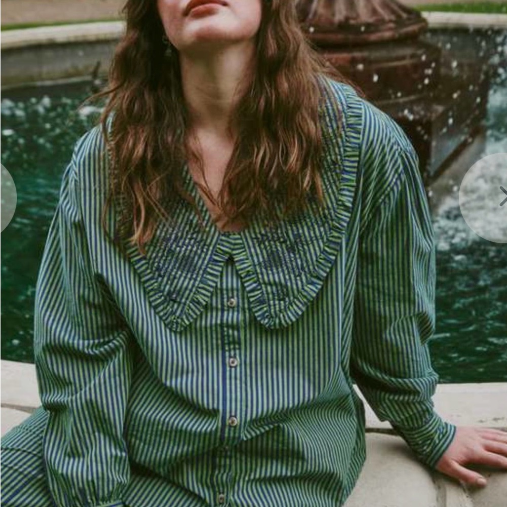 NWOT Damson Madder Blue/Green striped shirt